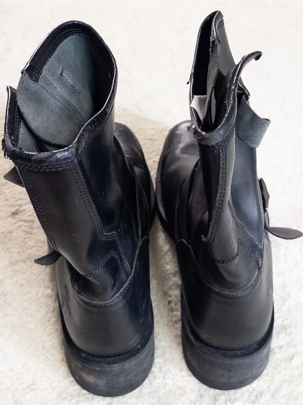 Vintage Herman Survivors Black Leather Steel Toe Biker Boots Size 12